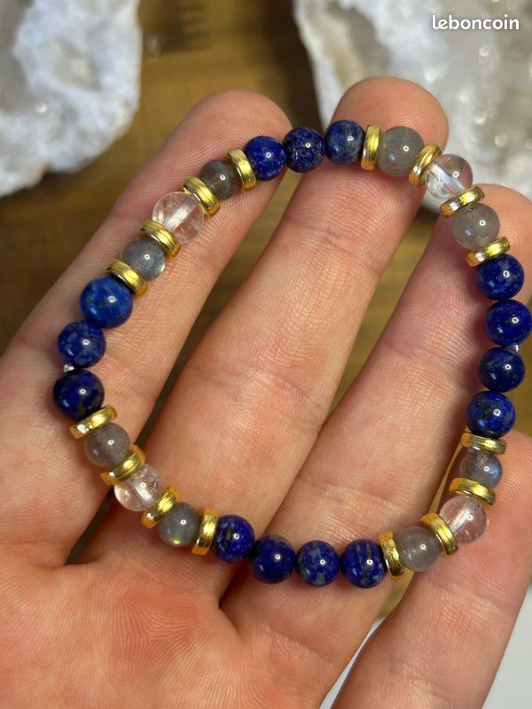 Bracelet Intuition et Protection – Lapis-Lazuli, Labradorite & Cristal de Roche (image 5)