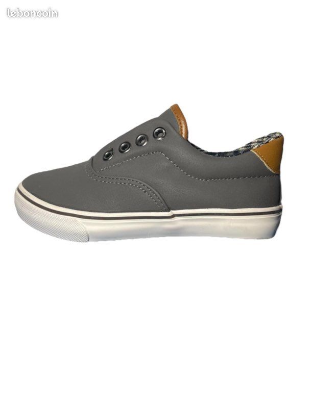 Baskets chaussures sans lacet Tams slip-on Grise Taille 28 garçon (image 1)