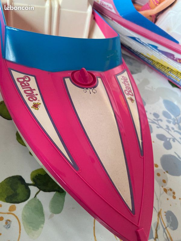 Barbie La Magie Des Dauphins Hors-Bord Rose Et Blanc, Bateau Pour P Figurines De Chiots Et Accessoires Jouet Pour Enf Amz B