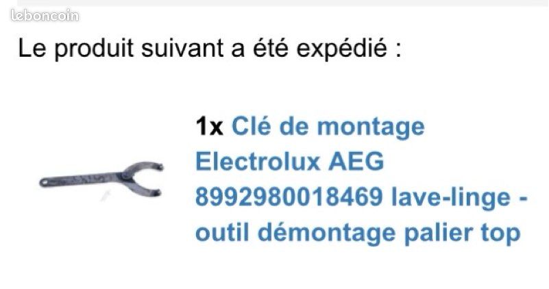 Clef pour déposer palier de roulement lave-linge (image 2)