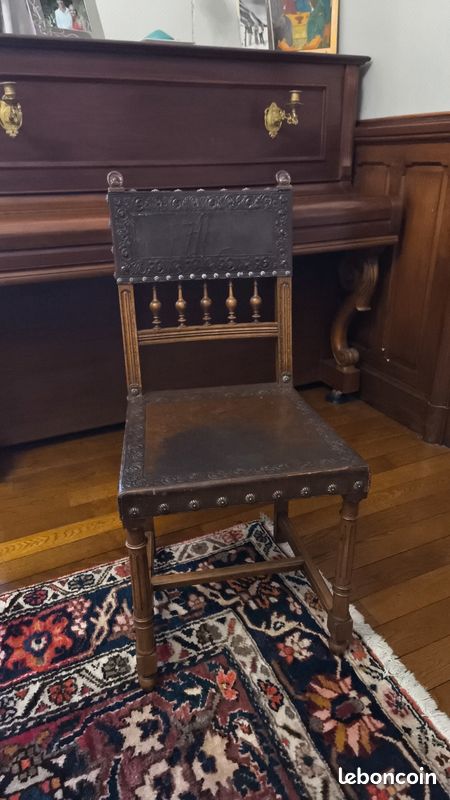 Chaises bois et cuir Henri Iv (image 1)