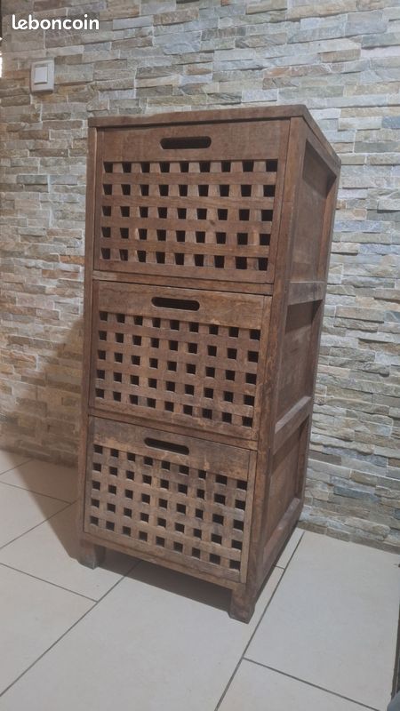 Meuble salle de bain armoire rangement bois Massif sdb Prix Ferme 95490 (image 10)