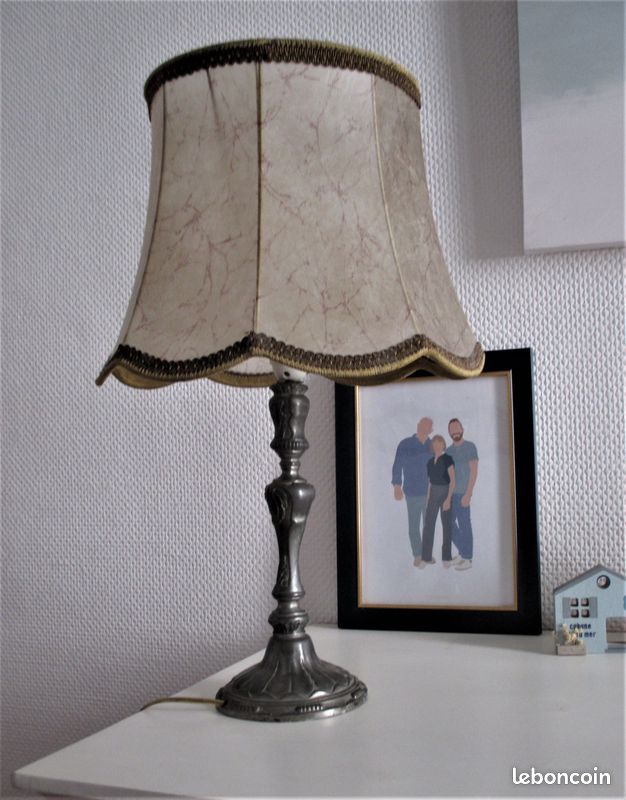 PIEDS DE LAMPE A Poser Étain Vintage EUR 20,00 - FR PIEDS DE LAMPE A Poser Étain Vintage EUR 20,00 - FR