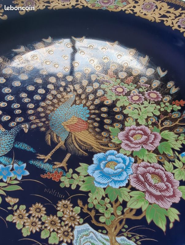 Assiette Ancienne Taous 1976 En Porcelaine Bleue Originale