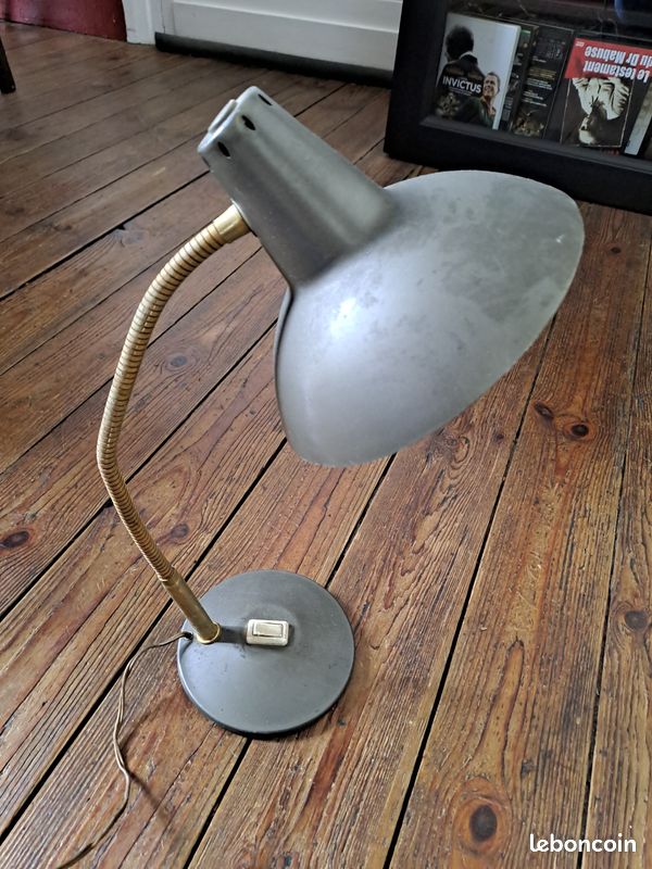 Très jolie lampe vintage anthracite, années 1950-1960 (image 1)