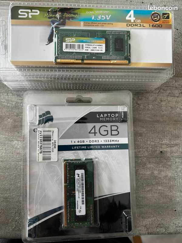Barrettes RAM PC portable 4 Go DDR3 / DDR3L – NEUVES – Lot ou unité (image 1)