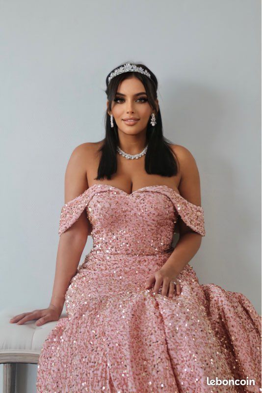 Robe sirène en sequin rose (image 1)
