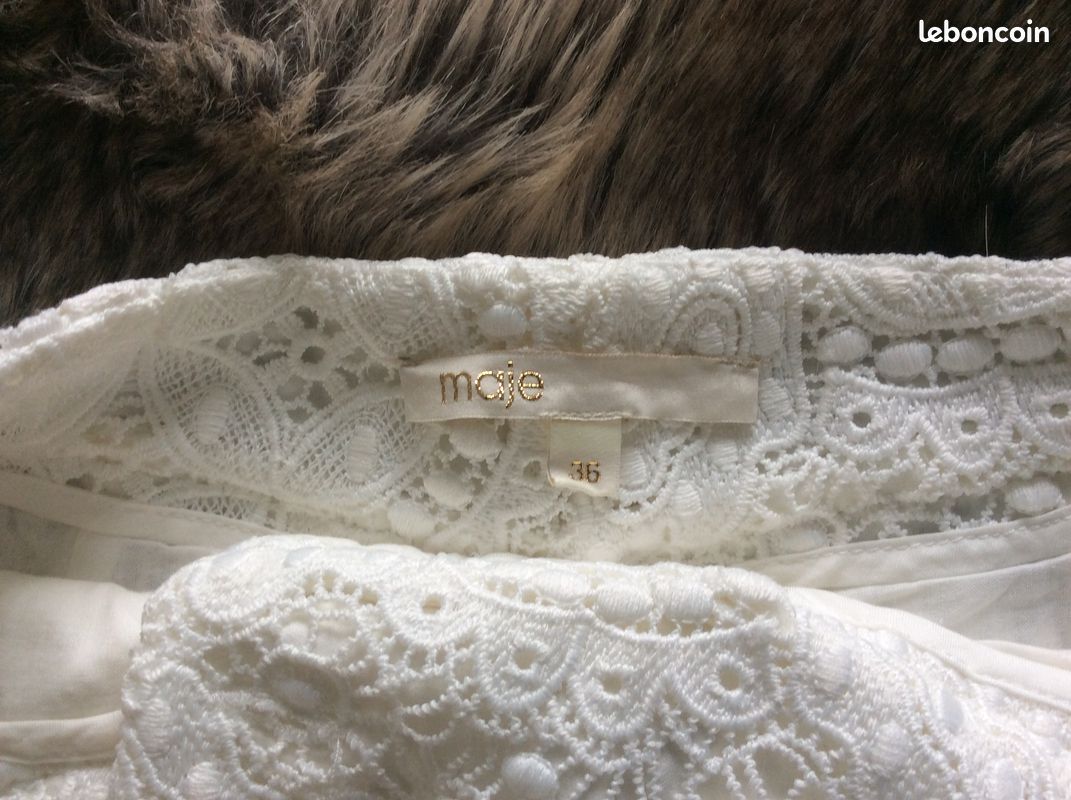 Short Maje Broderie Anglaise Blanc Cassée Neuf T36 (image 8)