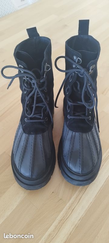 Bottines à plateau noire Selected modèle Audrey à lacet - bi-matière - T39 (image 1)