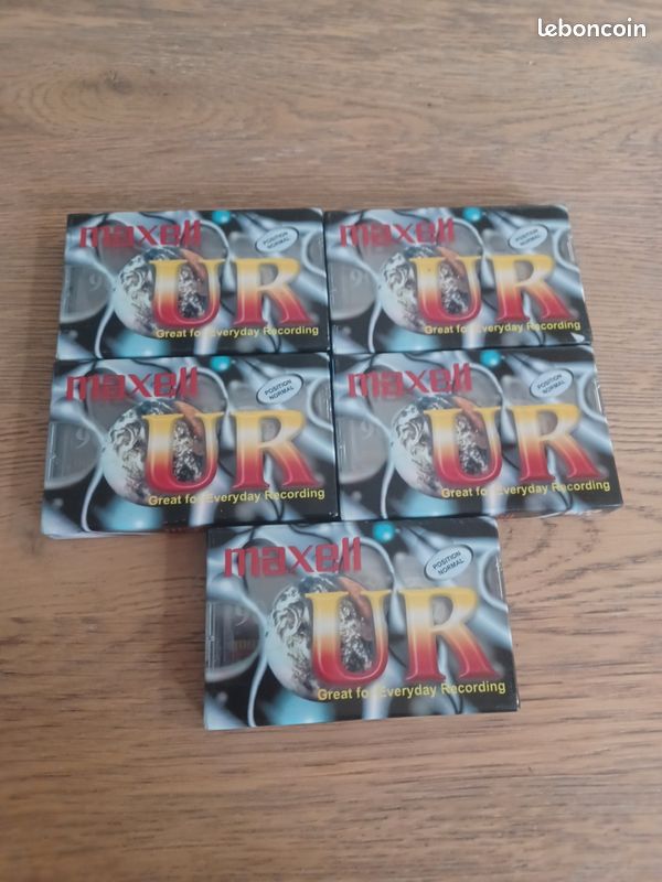 Lot 5 Cassette MAXELL UR 90 POSITION NORMAL IEC I / TYPE I AUDIO TAPE NEW SEALED (image 1)