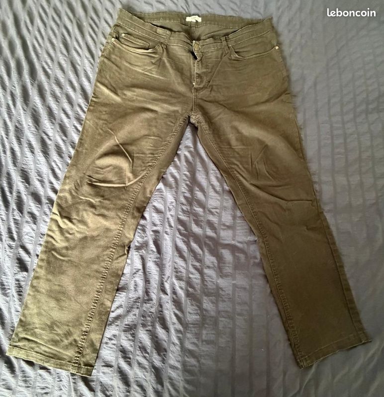 Pantalon droit stretch homme Taille 48 Neuf Taupe Vêtements