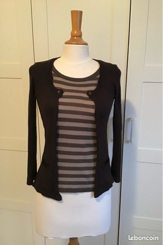 Gilet marron Caroll 44 : Achat occasion | Autres pulls et sweats (femme) Caroll Marron Très bon état
