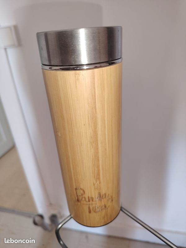 Gourde/thermos Panda Tea en bambou avec infuseur (≈360 mL) (image 1)
