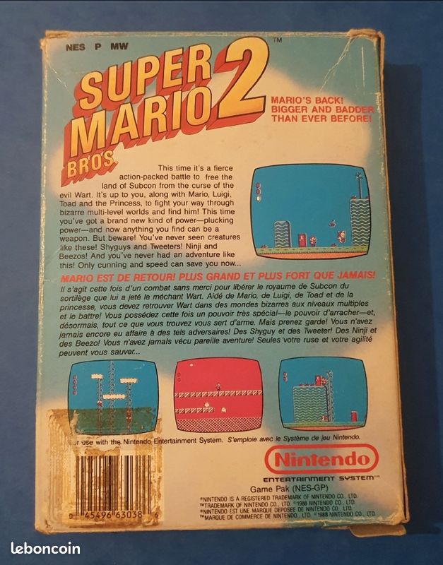 Super Mario bros 2 en boite jeu de Nintendo nes (image 2)