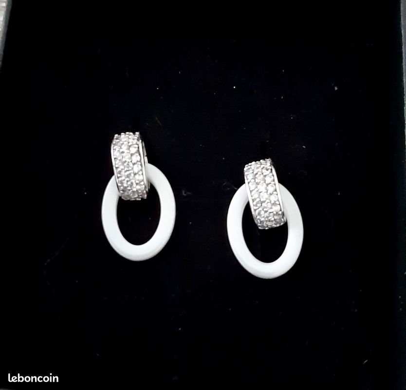Boucles d'oreilles argent et céramique (image 3)
