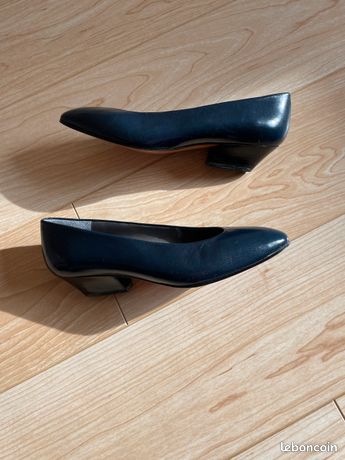 Escarpins Vintage Kestand Dahèle - Cuir Marine - Taille 36 - Talons Hauts