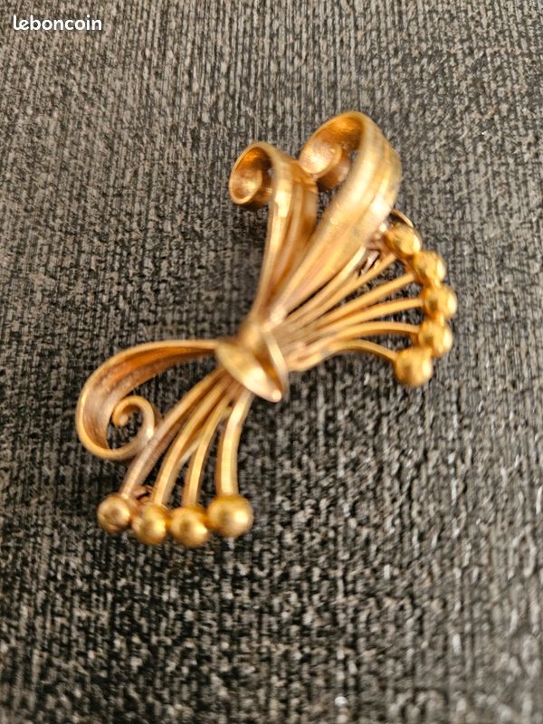 Broche Vintage MVX Plaqué Or - Bijou Ancien Occasion En Très Bon état | Broche Plaquée Or Rétro