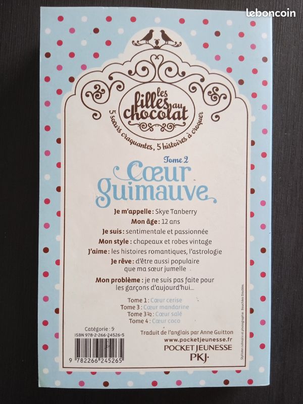 Coeur Guimauve Les filles au chocolat, Cathy Cassidy
1. Cœur cerise
2. Coeur guimauve (image 2)