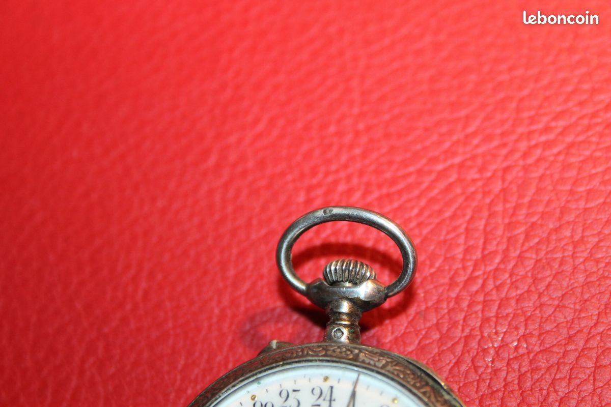 Lot De 2 Montres Gousset Anciennes - Mécanique, Argentan, émail Début 1900 - Occasion