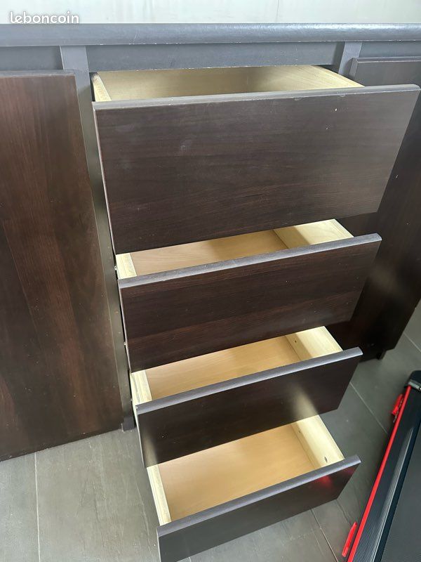 Buffet 2 portes 4 tiroir marron foncé (image 5)