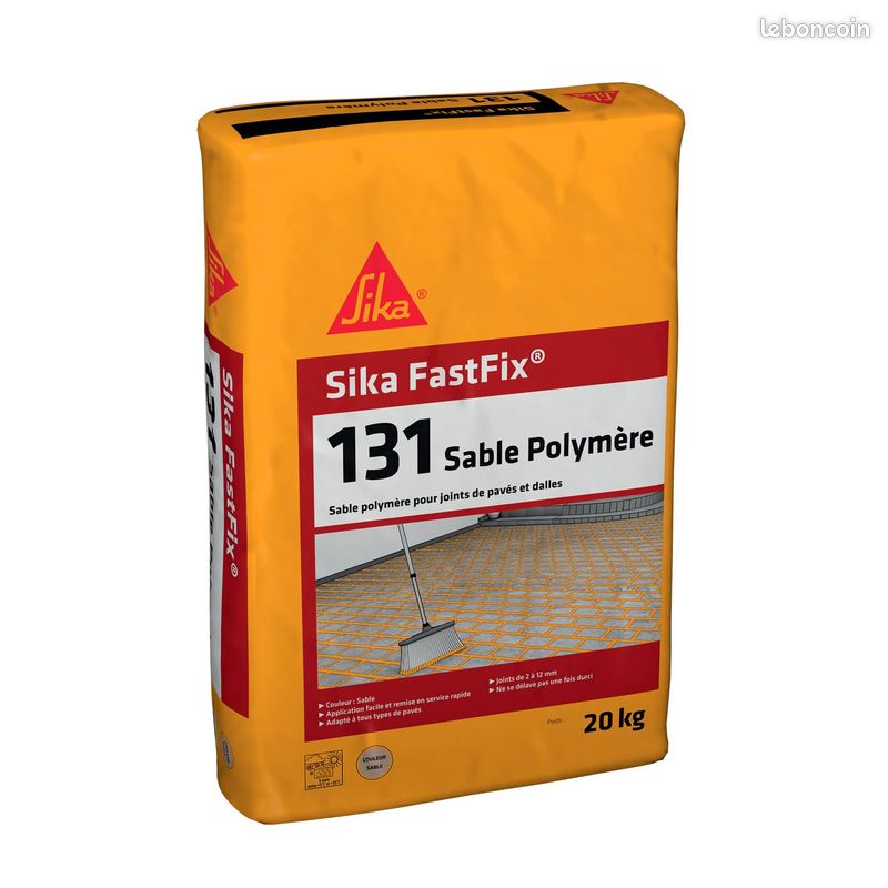 SIKA - Sable polymère pour remplissage des joints de pavé et dalles - Sika FastFix 131 Ton sable - Tous types de pavés - Application facile - Ne tâche pas et ne décolore pas les pavés - 20kg (image 1)