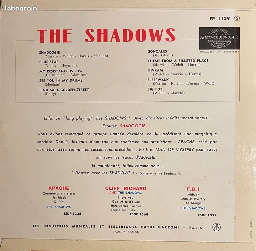 Vinyle 25cm: the shadows Dance with the Shadows (image 2)