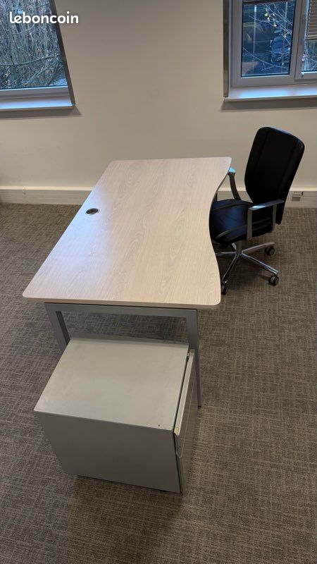 Pack bureau professionnel 160x80 + fauteuil + caisson (image 4)