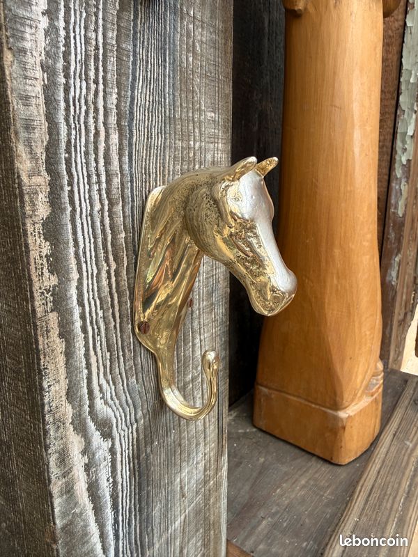 Patère Murale Tête De Cheval En Laiton - Déco équestre Style Ferme - 3D