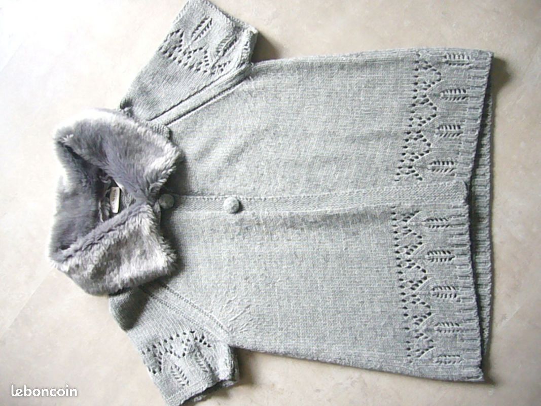 Gilet Cardigan Col fausse fourrure amovible (image 1)
