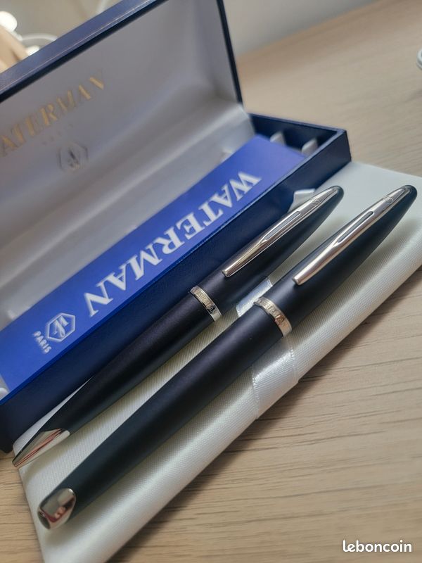 Parure De Stylos Waterman Ancienne - Plume Et Bille - Vert - État Neuf Jamais Utilisée