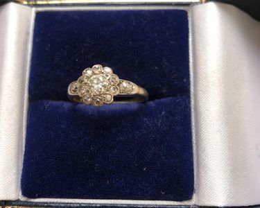 Bague Vintage Années 30-40 En Or Jaune Et Diamant - Taille 53