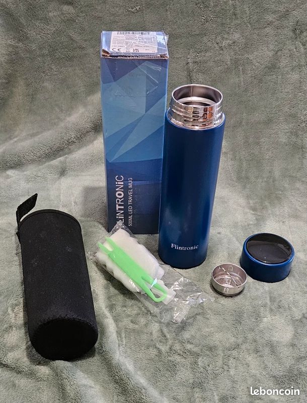 Flintronic Bouteille Isotherme, Mini Gourde Isotherme en Acier Inoxydable, 200ml Bouteille d'eau intelligente avec affichage LED de la température, Etanche, sans BPA, pour Running, École, Bureau|Noir