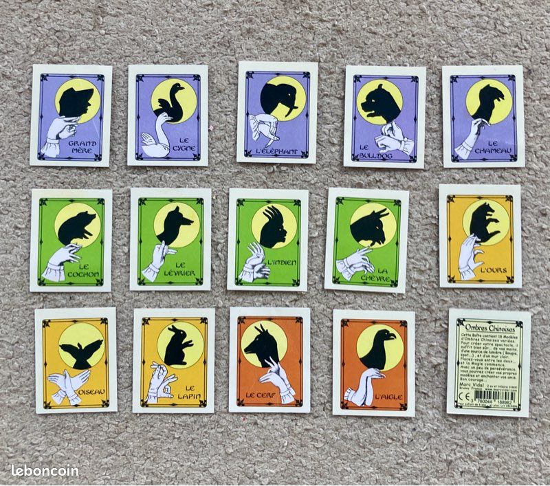 Lot Complet 12 Vignettes Suchard - Ombres Chinoises Jeu Optique - Vintage