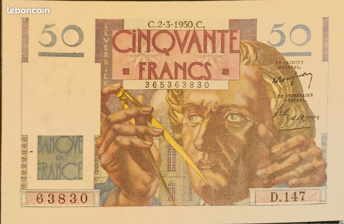 50 Francs LE VERRIER FRANCE 1947 F.20.09 4630246 Billets