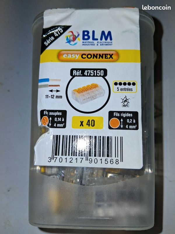 Boite de wago,easy connex, l'évier jaune,5 entrées de la marque BLM, RÉFÉRENCE 475150 (image 1)
