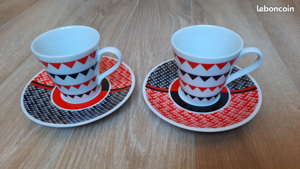 Lot De 2 Tasses à Café Design Prodotti Stella – Aluminium Noir, Italiennes, Occasion