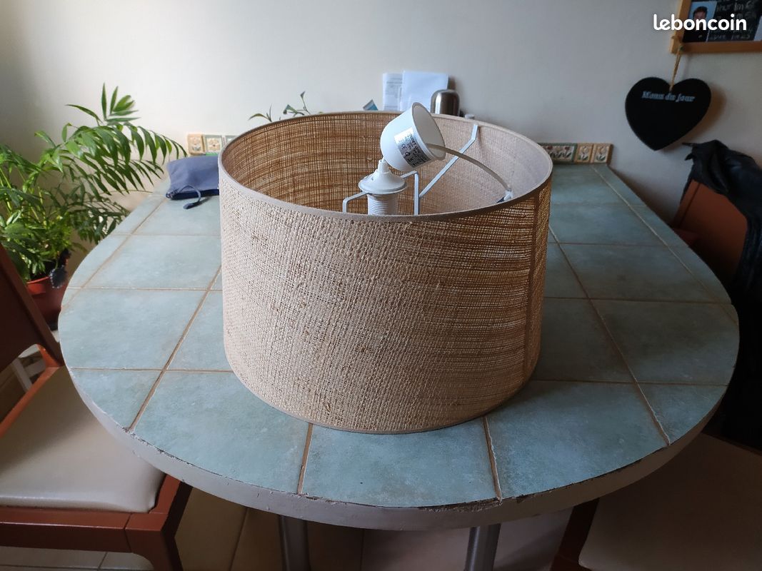 Abat jour tissu façon osier 40 cm diamètre (image 1)
