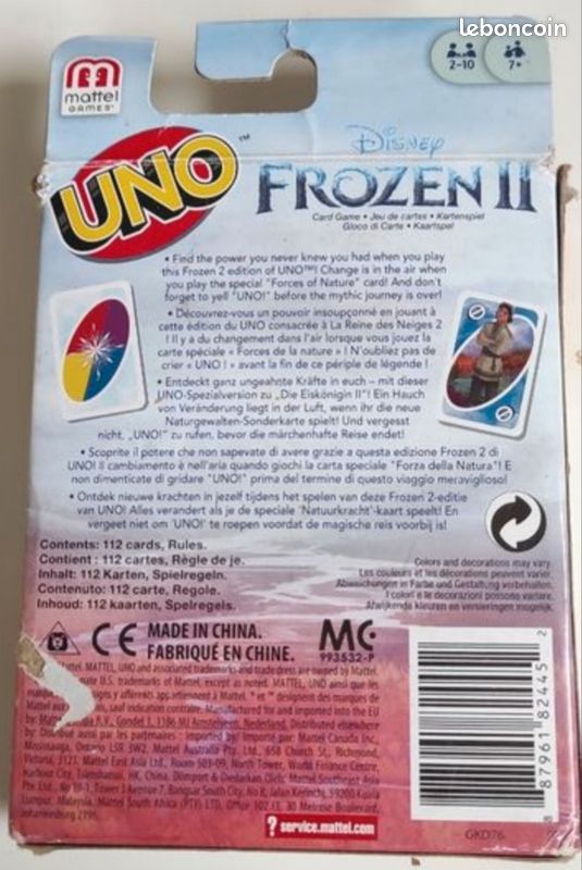 Jeu De Cartes UNO Frozen 2 Mattel - Version Reine Des Neiges - Neuf