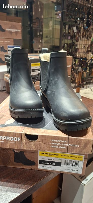BOttes de Pluie Imperméables Noires Femme Anna WEATHERPROOF taille 37. 10067 (image 1)
