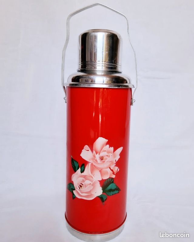 Thermos Vintage Zojirushi 4,5L Motif Fleur Rouge – Japon – Pour Boissons Chaudes/froides