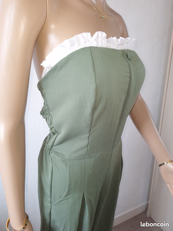 Combinaison Pantalon Bustier Chic à détail bande froncé avec poches (image 6)