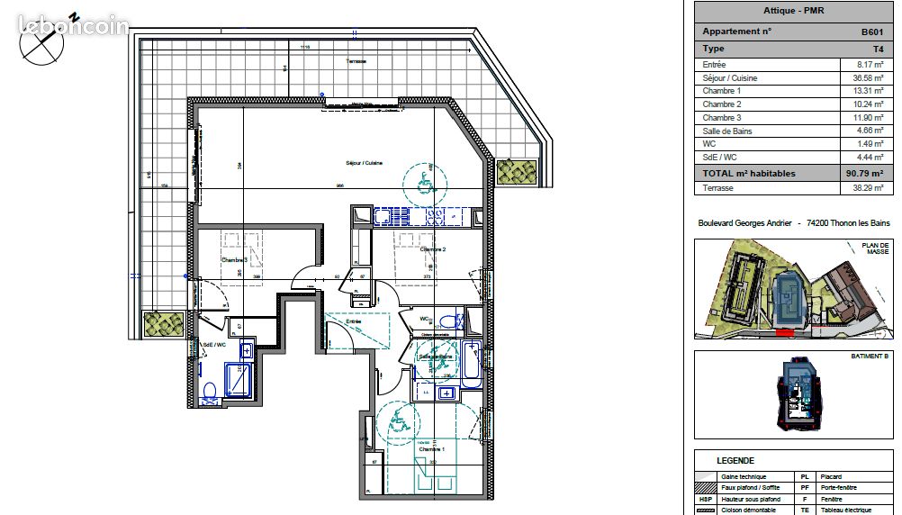 Appartement 4 pièces 91 m² · à Thonon-les-Bains · 91 m² · 542 000 €