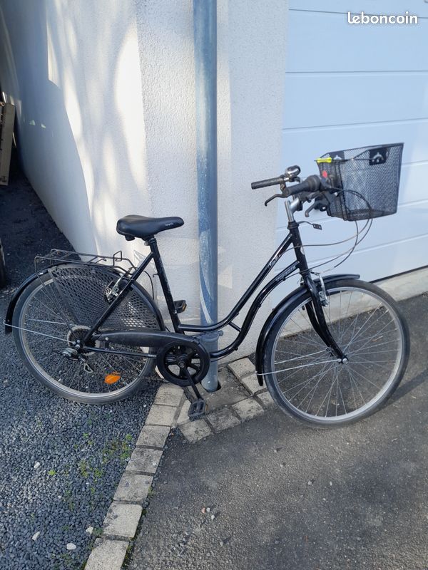 Vélo Ville Femme RETRO 28" - Cadre 48 Cm, Panier, Porte-Bagages, Noir, Neuf