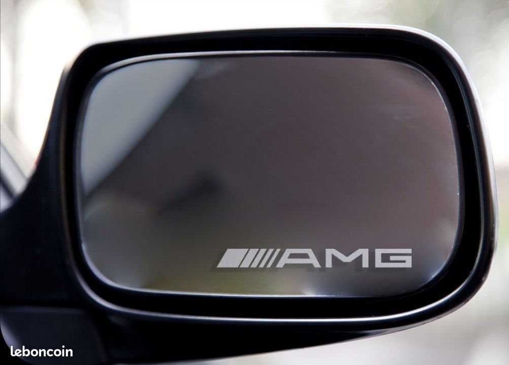 2 Stickers Autocollant Rétroviseurs Logo AMG Blanc - Équipement caravaning