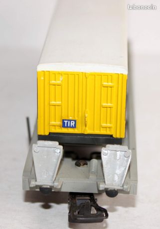 Wagon Plat Kangourou Jouef 1/87 – Avec Container BAILLY, Boîte D'origine, Référence 665, Occasion