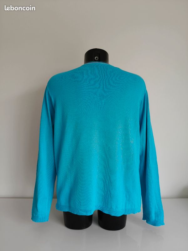 Pull col V bleu turquoise Gap taille M/M, taille française L (image 2)