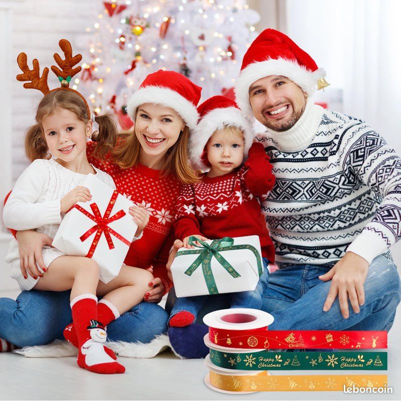 3 Ruban De Noël, Ruban Satin De Noël Pour Emballage Cadeau, 3 Rouleaux Rouge Vert Foncé Or Pour L'Artisanat, Thème De Noel Rubans De Satin Pour Cadeau Décorations, Fête, Anniversaire (28M