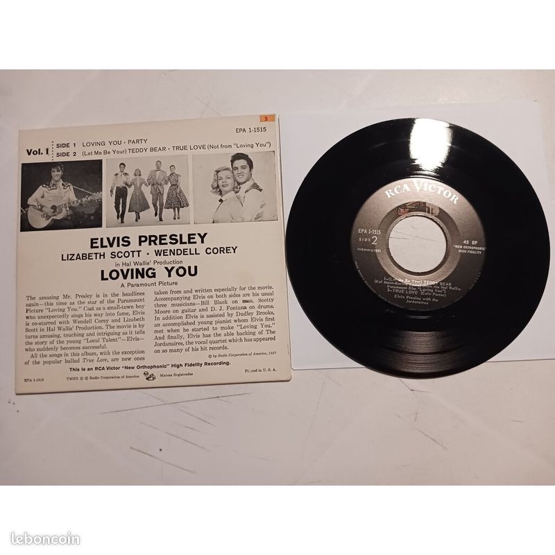 Elvis presley loving you vol.1 EP usa 1957 label noir EPA1-1515 (image 2)