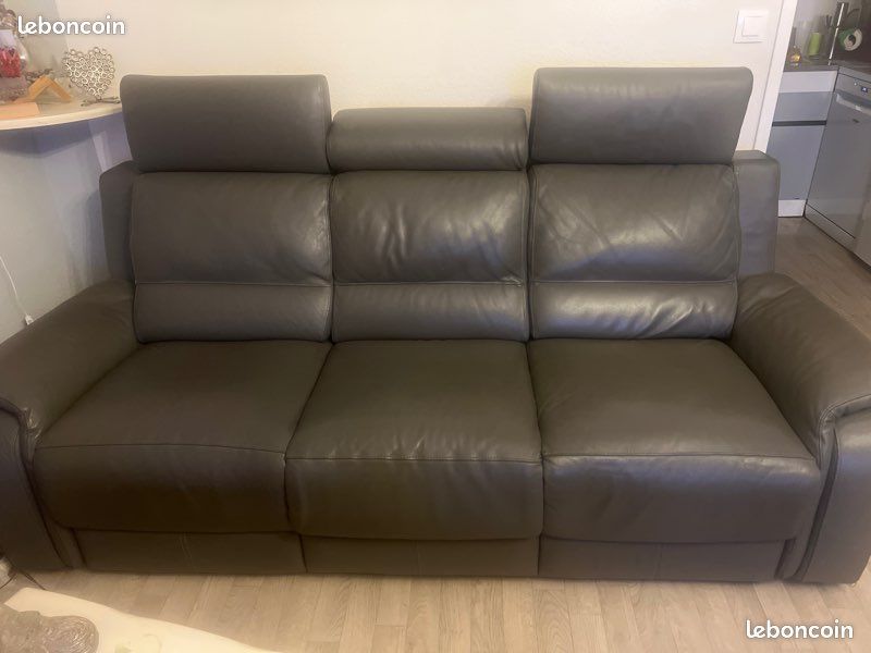 Canapé cuir gris électrique Poltron Sofa (image 6)