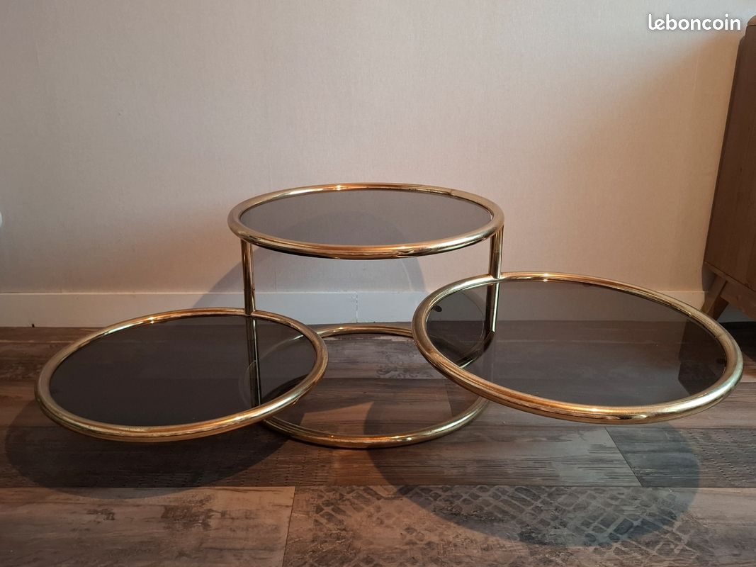 Table basse 3 plateaux pivotants vintage (image 2)